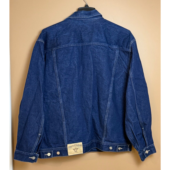 Pure Playaz Denim Jacket Mens Size XL Jean Jacket Pockets Y2K Embroidered - Picture 3 of 6